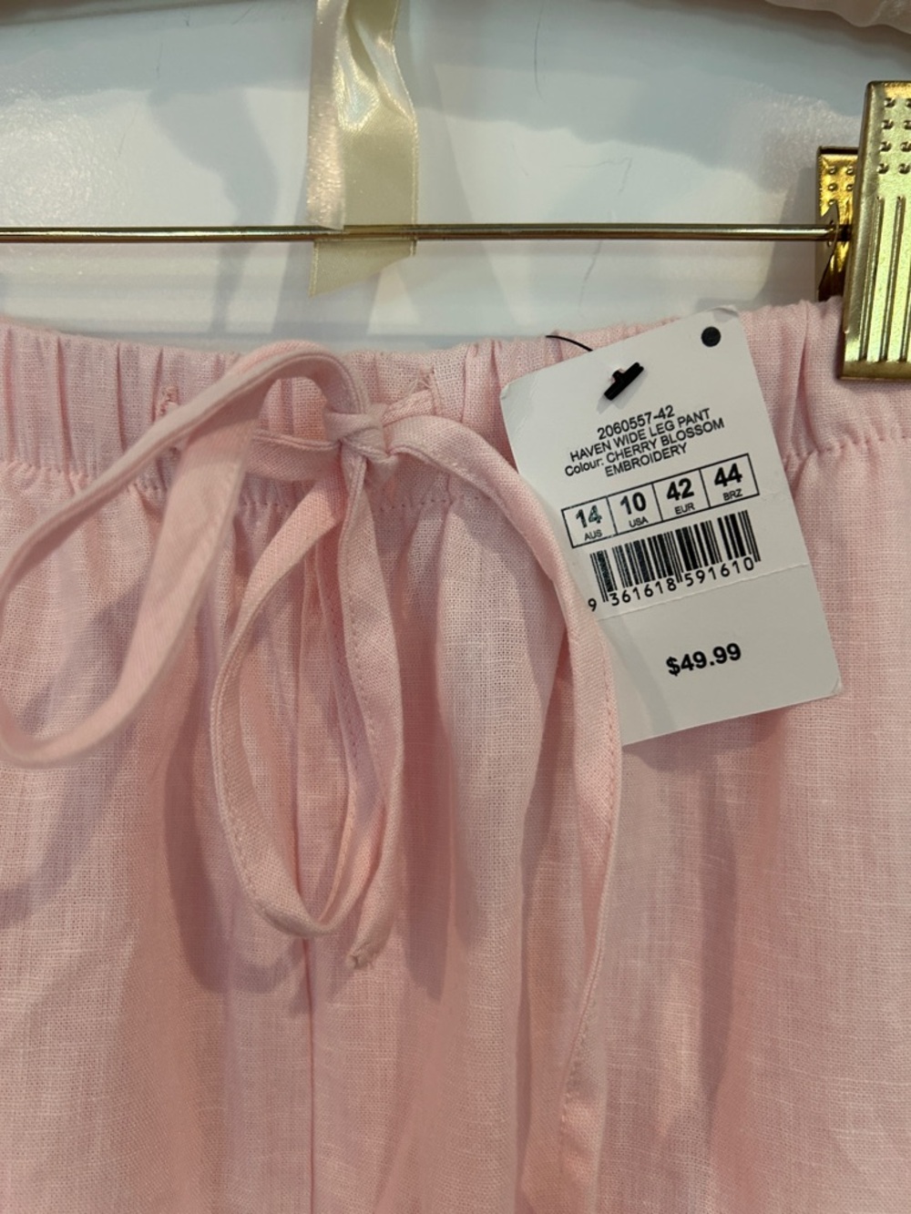 Cotton On Light Pink Wide Leg Floral Embroidered Pants - Picture 3 of 6